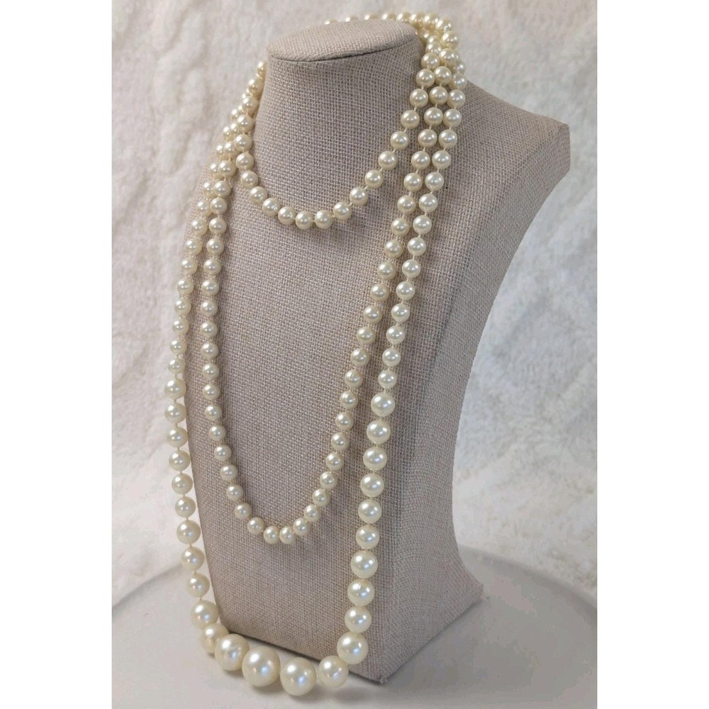 Vintage Faux Pearl Strand‎ Necklace Classic Cream Pearl Costume Jewelry